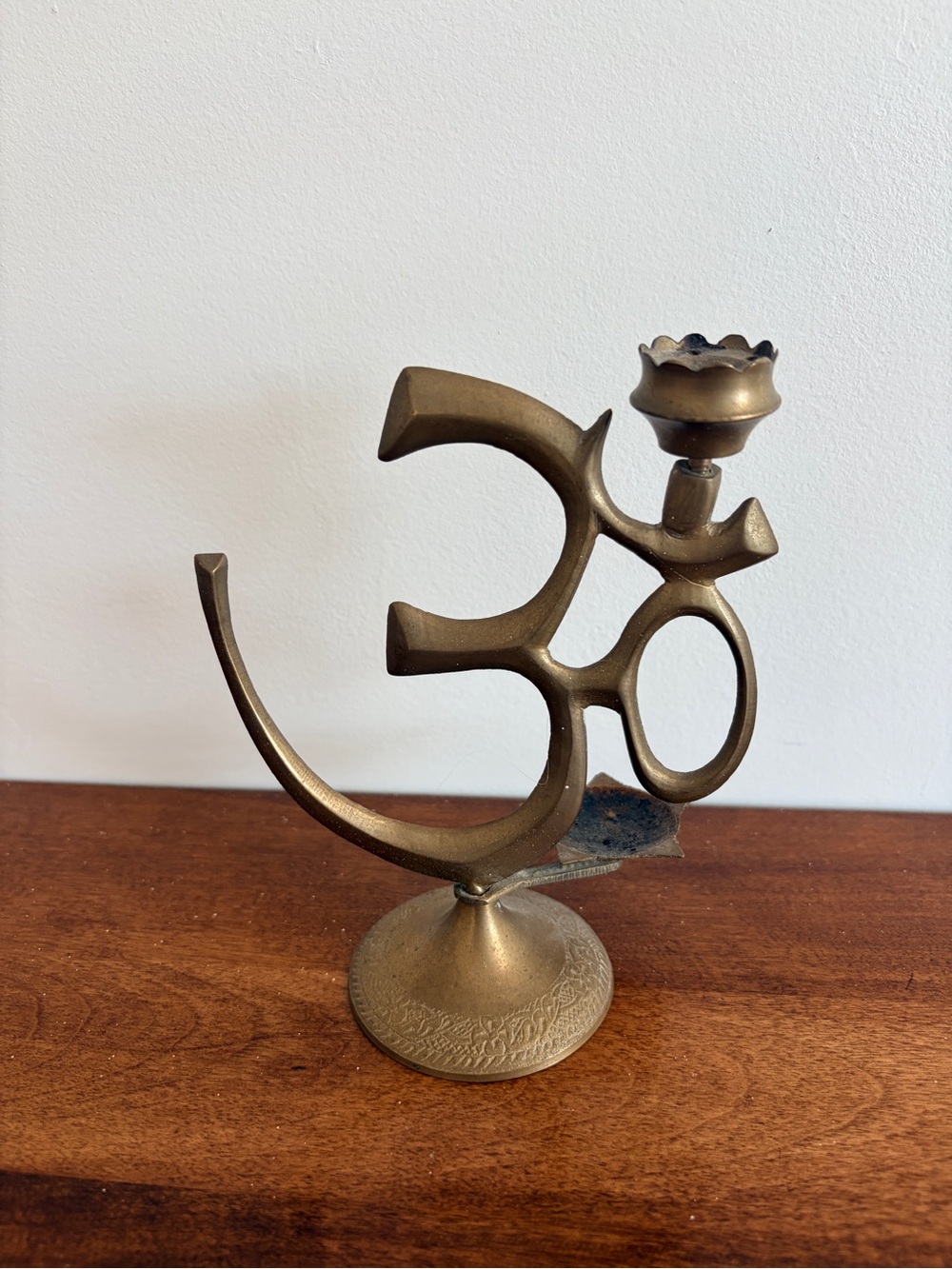 Vintage Brass Om Symbol Encense Holder